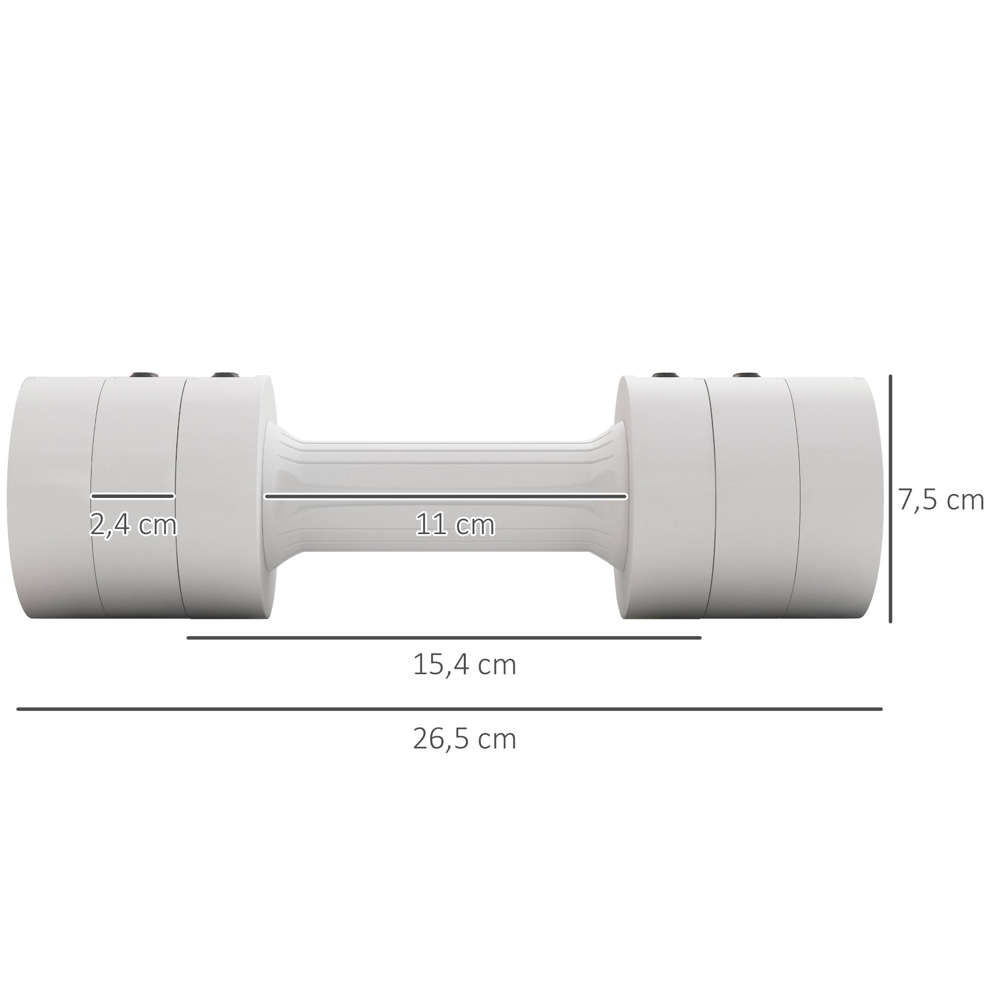 SPORTNOW 2 x 2.5 kg Dumbbells, Adjustable Weight Dumbbells, 1.1/1.8/2.5 kg per Dumbbell, Floor-Friendly Plastic Casing, for Women and Men, White