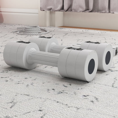 SPORTNOW 2 x 2.5 kg Dumbbells, Adjustable Weight Dumbbells, 1.1/1.8/2.5 kg per Dumbbell, Floor-Friendly Plastic Casing, for Women and Men, White