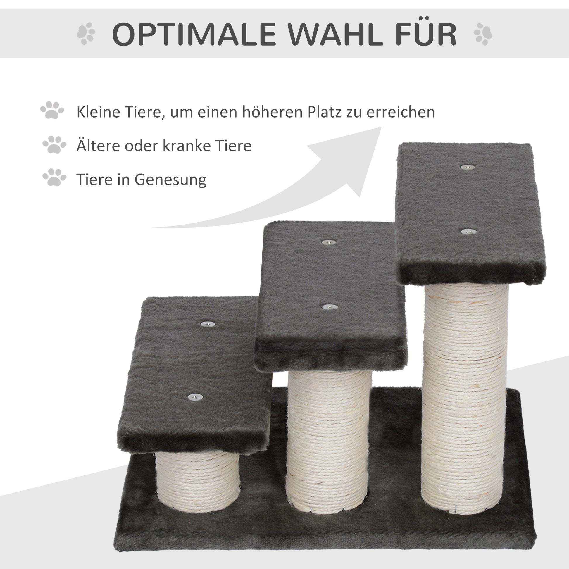 Pet Stairs 3 Steps 34 cm High Pet Stairs for Dogs Cats Cat Stairs Dog Ramp Entry Aid for Bed, Sofa, Couch Dark Gray