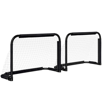 Soccer Goal 2-Piece Set Folding Soccer Goals with Metal Frame for Kids and Adults, Garden, 90 x 36 x 60 cm, Black