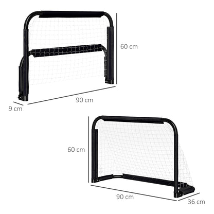 Soccer Goal 2-Piece Set Folding Soccer Goals with Metal Frame for Kids and Adults, Garden, 90 x 36 x 60 cm, Black