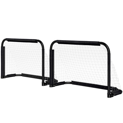Soccer Goal 2-Piece Set Folding Soccer Goals with Metal Frame for Kids and Adults, Garden, 90 x 36 x 60 cm, Black