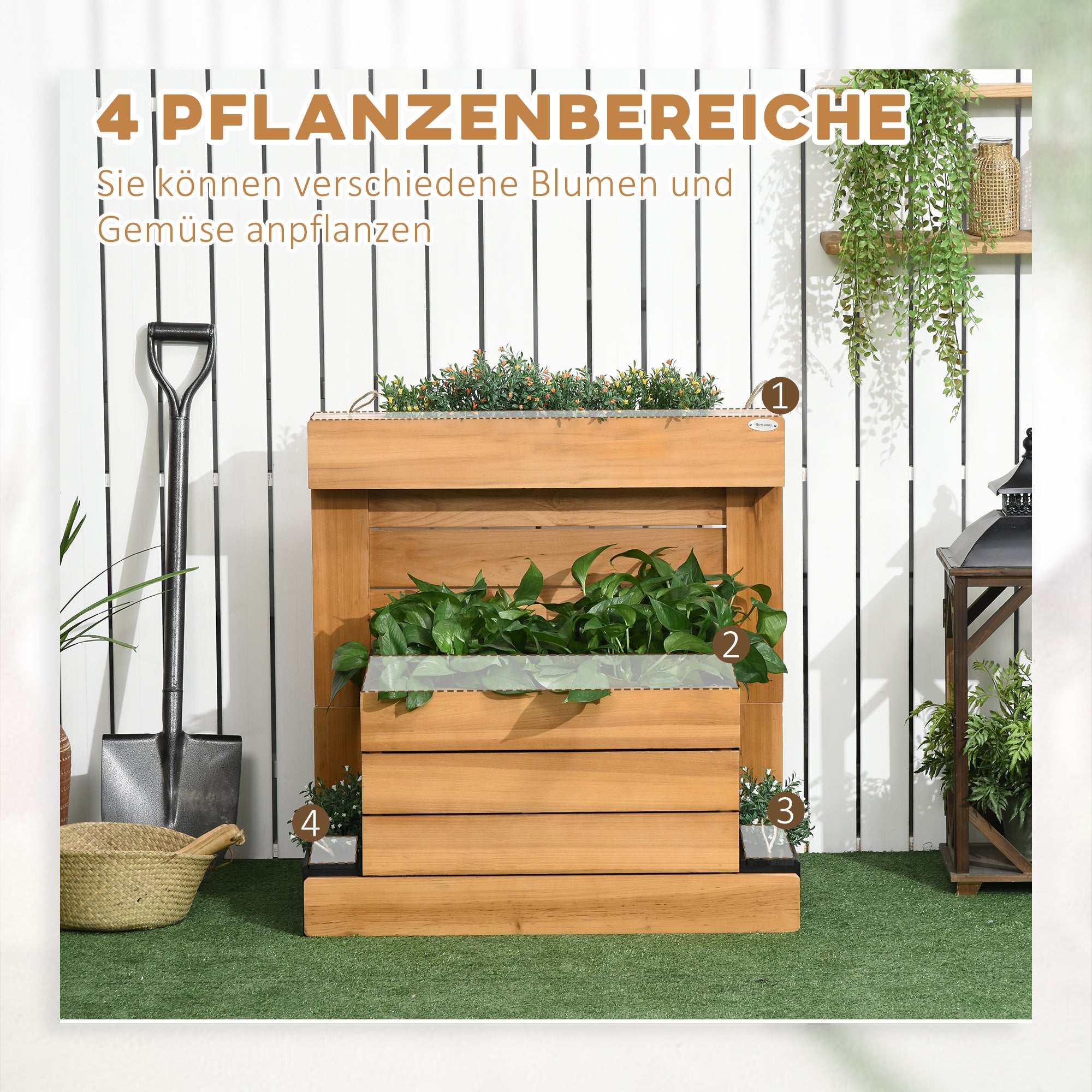 Raised Garden Bed, Wooden Planter Box with Self-Watering System Greenhouse Planter Box 79.5 x 49.5 x 80cm for Garden Balcony, Planter for Flowers, Plants, Fruits, Vegetables
