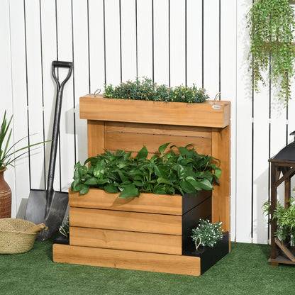 Raised Garden Bed, Wooden Planter Box with Self-Watering System Greenhouse Planter Box 79.5 x 49.5 x 80cm for Garden Balcony, Planter for Flowers, Plants, Fruits, Vegetables