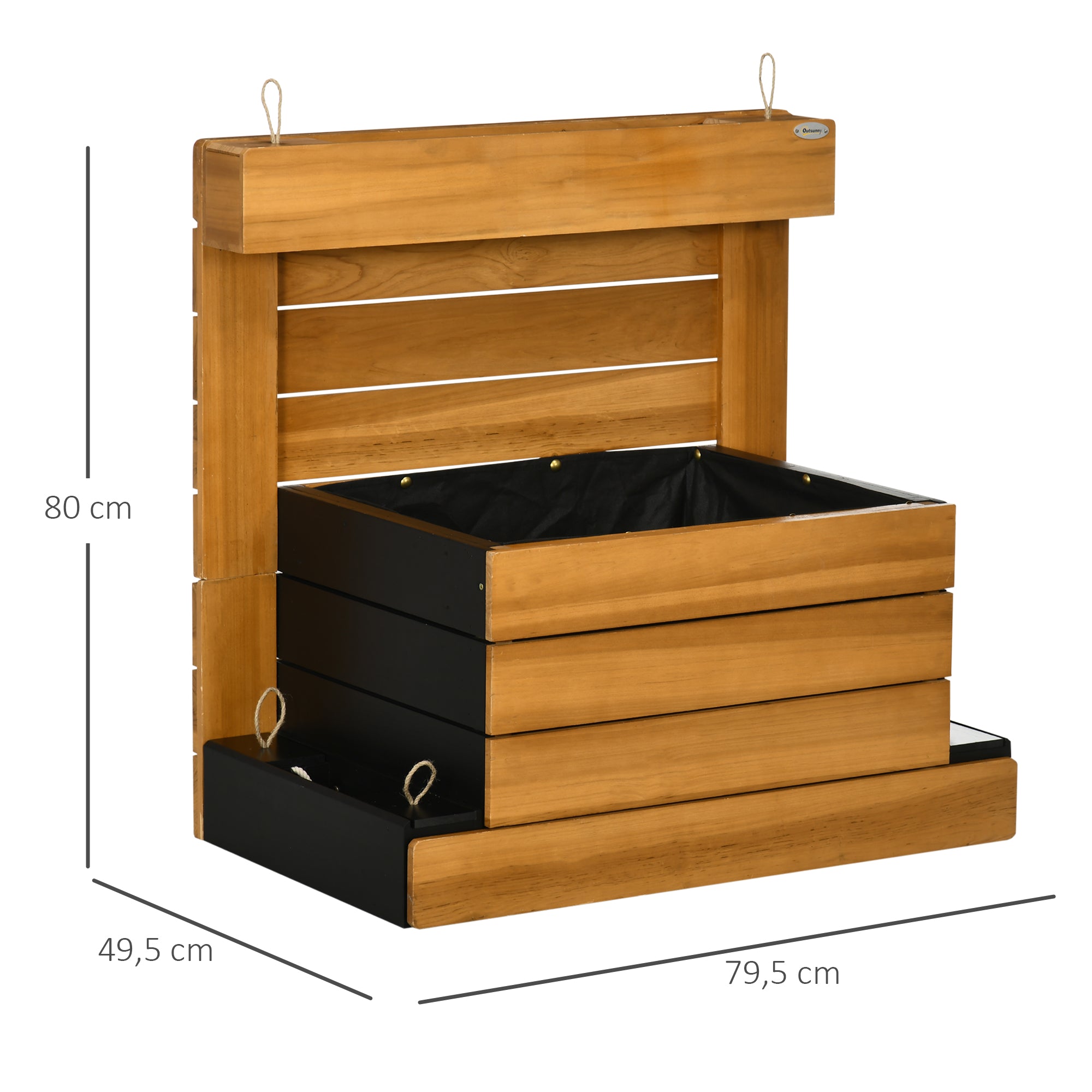 Raised Garden Bed, Wooden Planter Box with Self-Watering System Greenhouse Planter Box 79.5 x 49.5 x 80cm for Garden Balcony, Planter for Flowers, Plants, Fruits, Vegetables