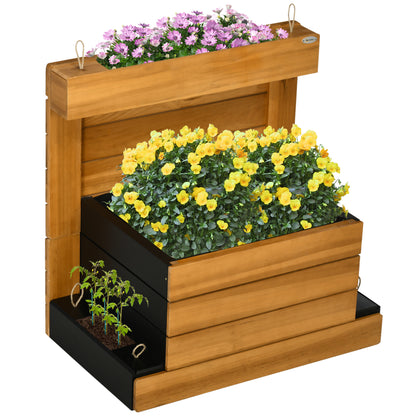 Raised Garden Bed, Wooden Planter Box with Self-Watering System Greenhouse Planter Box 79.5 x 49.5 x 80cm for Garden Balcony, Planter for Flowers, Plants, Fruits, Vegetables