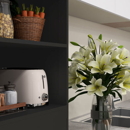 Kitchen Pantry Sideboard Dining Room Cabinet with 4 Doors 2 Open Shelves and Adjustable Shelf for Living Room 60x30x162 cm Black