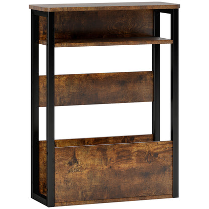 Side Table, Bedside Table, End Table, with Two-Tier Shelf, Rounded Corners, Adjustable Feet, for Bedroom, Living Room, 46 x 18 x 58.5 cm, Rustic Brown