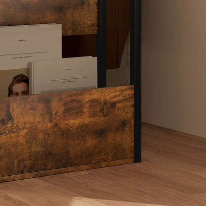 Side Table, Bedside Table, End Table, with Two-Tier Shelf, Rounded Corners, Adjustable Feet, for Bedroom, Living Room, 46 x 18 x 58.5 cm, Rustic Brown