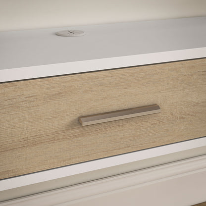 Wall-mounted TV stand TV cabinet for TVs up to 50 inches with 2 open compartments and flip-down door cupboard 120L x 26W x 16H cm White