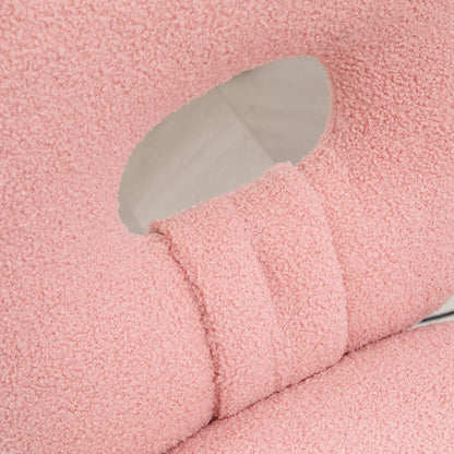 Modern Sheepskin Kids Swivel Desk Chair with Adjustable Height Seat and Bear Shaped Backrest Load 120 kg Pink