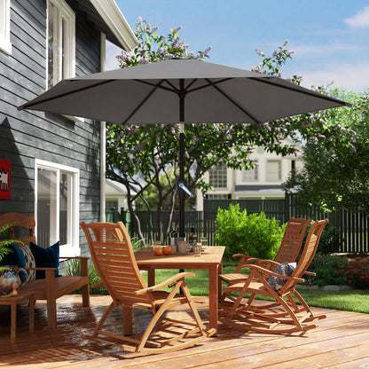 270 cm (8.9 ft) Tilt Patio Umbrella with Crank – UV 50+ Market Parasol, Wind-Resistant Garden/Balcony/Terrace Umbrella, Dark Gray