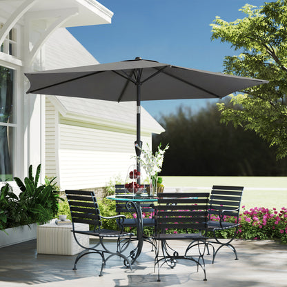 270 cm (8.9 ft) Tilt Patio Umbrella with Crank – UV 50+ Market Parasol, Wind-Resistant Garden/Balcony/Terrace Umbrella, Dark Gray