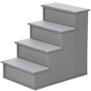 Pet Stairs 4-Step Dog Stairs Cat Stairs Entry Aid with Anti-Slip Mat Pet Ladder for Car Bed Sofa Gray 40 x 59 x 54.2 cm