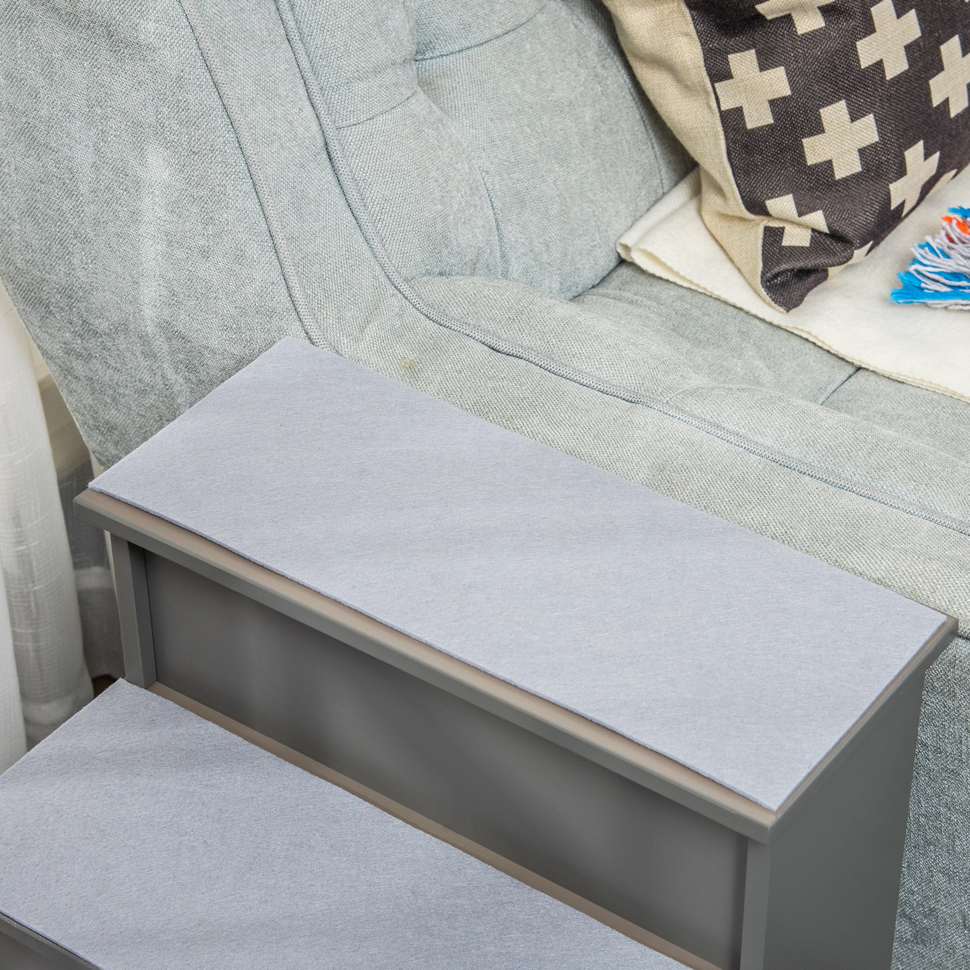 Pet Stairs 4-Step Dog Stairs Cat Stairs Entry Aid with Anti-Slip Mat Pet Ladder for Car Bed Sofa Gray 40 x 59 x 54.2 cm