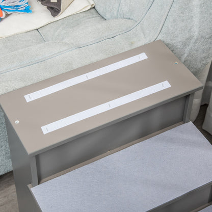 Pet Stairs 4-Step Dog Stairs Cat Stairs Entry Aid with Anti-Slip Mat Pet Ladder for Car Bed Sofa Gray 40 x 59 x 54.2 cm