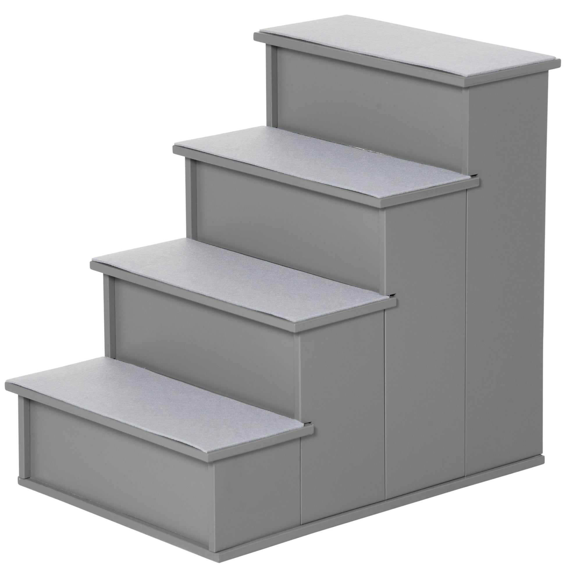 Pet Stairs 4-Step Dog Stairs Cat Stairs Entry Aid with Anti-Slip Mat Pet Ladder for Car Bed Sofa Gray 40 x 59 x 54.2 cm