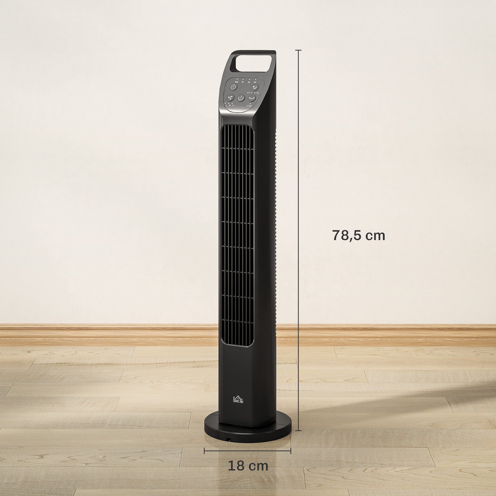 Tower Fan, Stand Fan with 3 Modes, Remote Control, 50W Fan with 4H Timer, 75° Oscillation, for Bedroom, Black