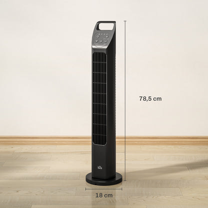 Tower Fan, Stand Fan with 3 Modes, Remote Control, 50W Fan with 4H Timer, 75° Oscillation, for Bedroom, Black