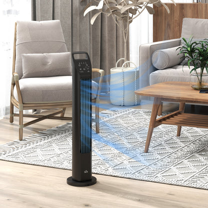 Tower Fan, Stand Fan with 3 Modes, Remote Control, 50W Fan with 4H Timer, 75° Oscillation, for Bedroom, Black