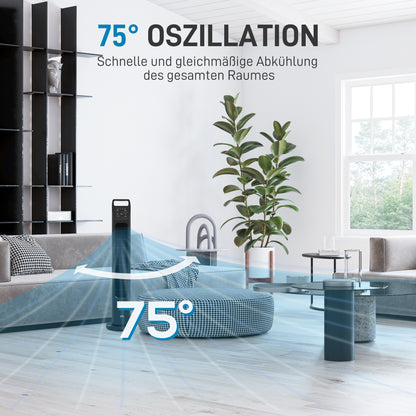 Tower Fan, Stand Fan with 3 Modes, Remote Control, 50W Fan with 4H Timer, 75° Oscillation, for Bedroom, Black