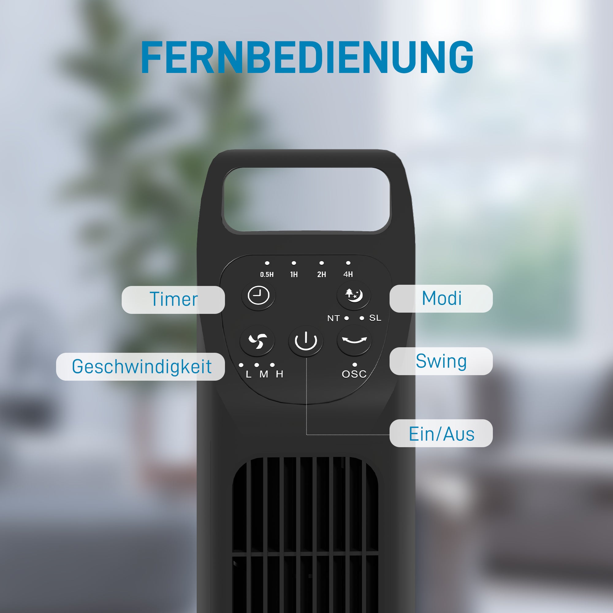 Tower Fan, Stand Fan with 3 Modes, Remote Control, 50W Fan with 4H Timer, 75° Oscillation, for Bedroom, Black
