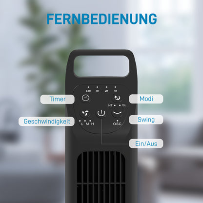 Tower Fan, Stand Fan with 3 Modes, Remote Control, 50W Fan with 4H Timer, 75° Oscillation, for Bedroom, Black