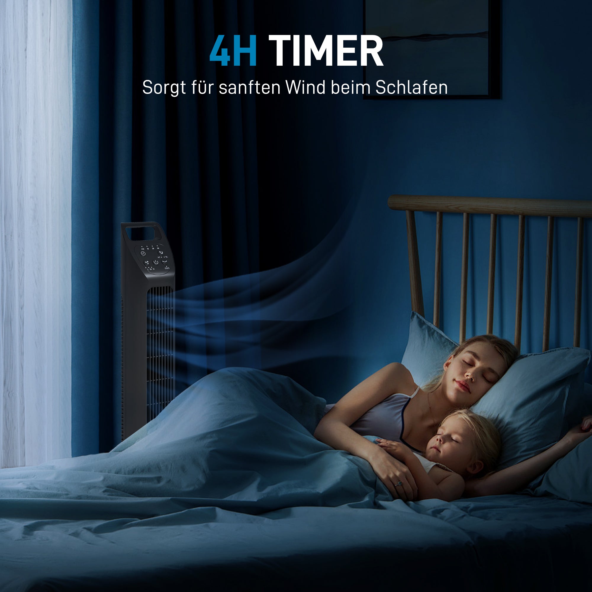 Tower Fan, Stand Fan with 3 Modes, Remote Control, 50W Fan with 4H Timer, 75° Oscillation, for Bedroom, Black