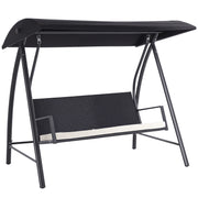 Hollywood Swing 3-Seater made of Polyrattan Garden Swing with Adjustable Sunroof Sun Protection Seat Cushion Hanging Bench up to 360 kg load-bearing Swing for Garden 198x124x179cm Black
