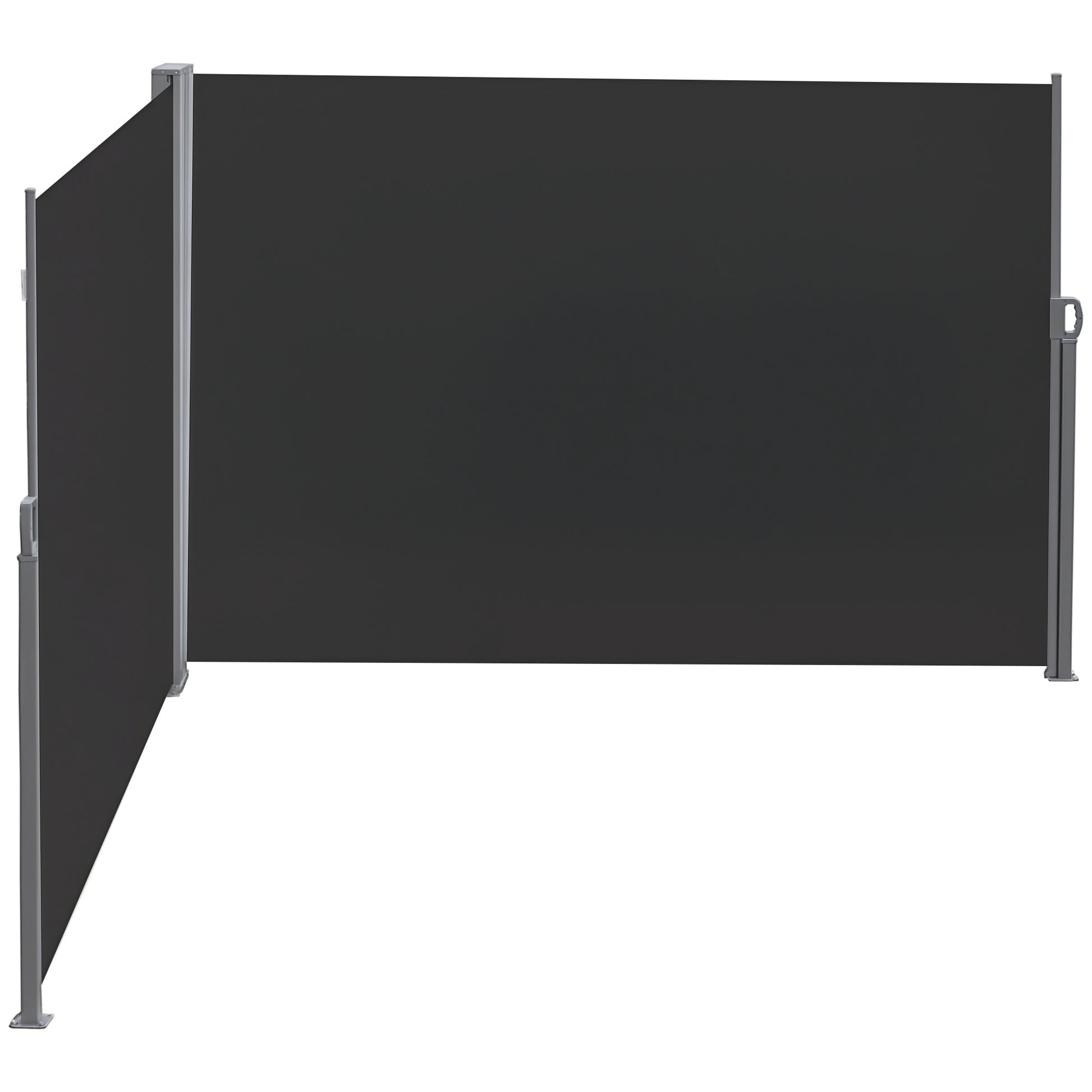 Double Side Awning Privacy Screen retractable parasol dim. 6L x 1.80H m High Density Anti-UV Polyester 180 g/m² Grey and black