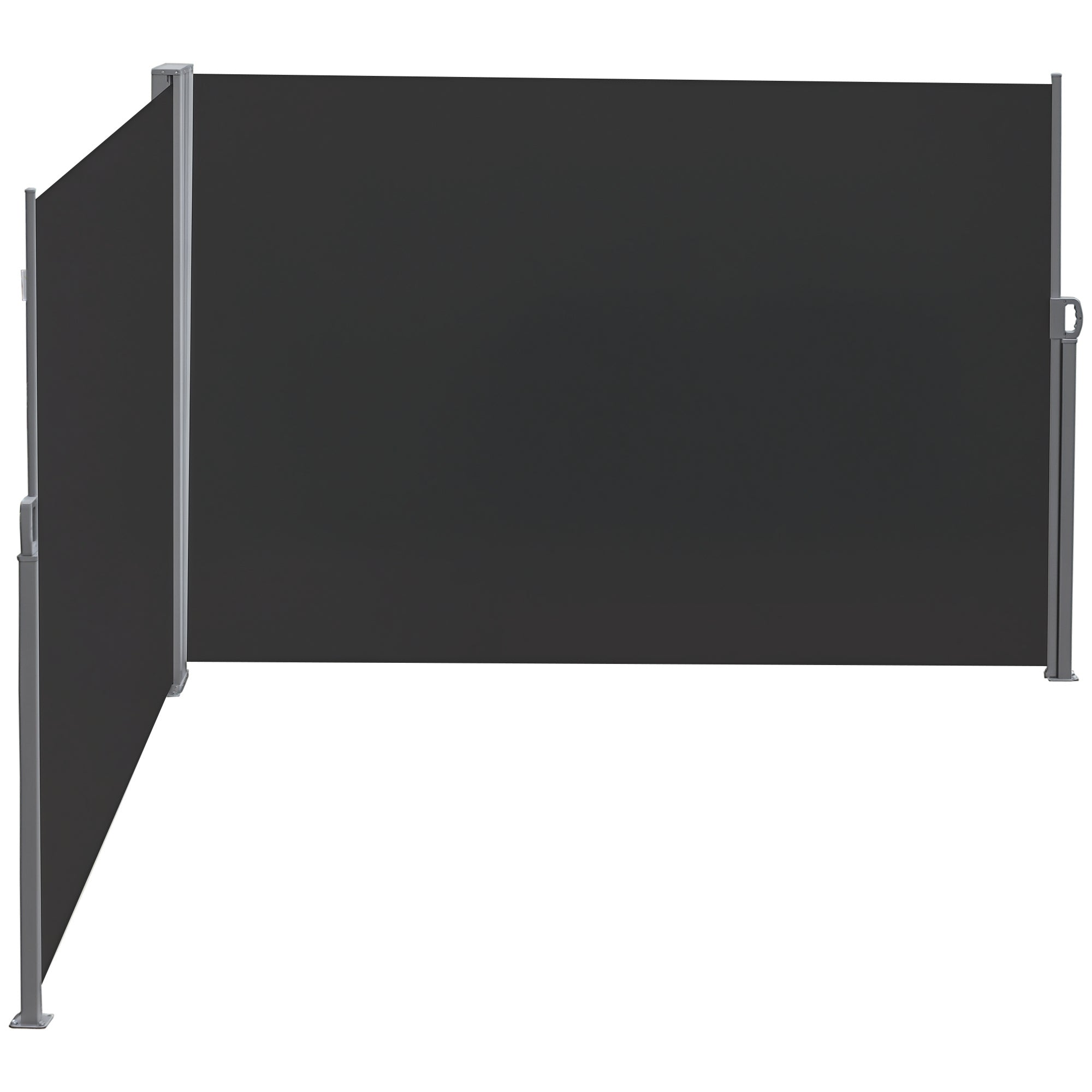 Double Side Awning Privacy Screen retractable parasol dim. 6L x 1.80H m High Density Anti-UV Polyester 180 g/m² Grey and black