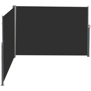 Double Side Awning Privacy Screen retractable parasol dim. 6L x 1.80H m High Density Anti-UV Polyester 180 g/m² Grey and black