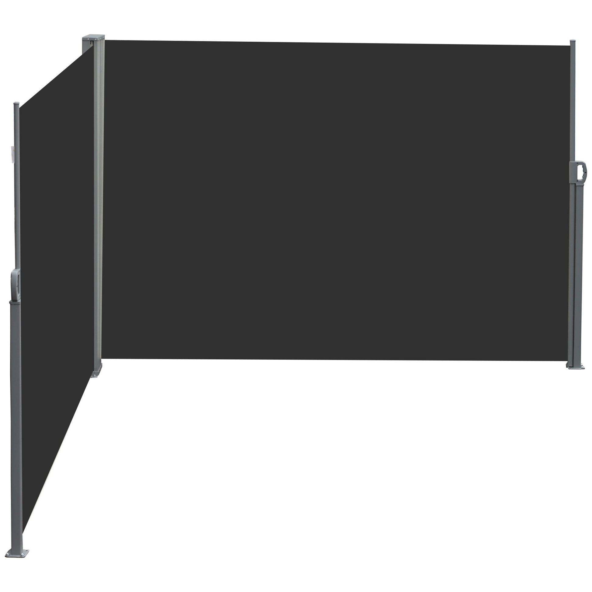 Double Side Awning Privacy Screen retractable parasol dim. 6L x 1.80H m High Density Anti-UV Polyester 180 g/m² Grey and black