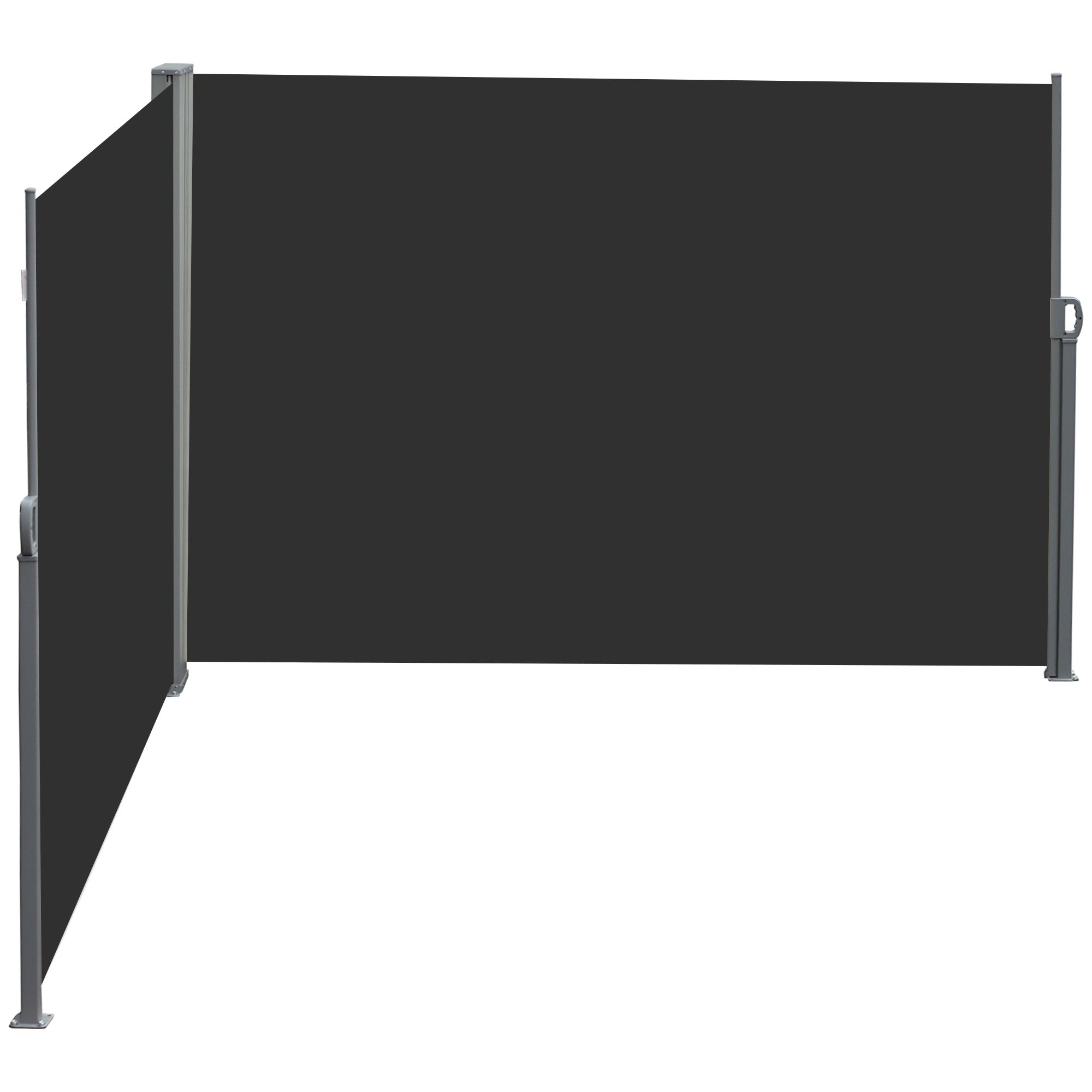 Double Side Awning Privacy Screen retractable parasol dim. 6L x 1.80H m High Density Anti-UV Polyester 180 g/m² Grey and black