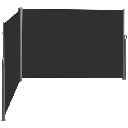 Double Side Awning Privacy Screen retractable parasol dim. 6L x 1.80H m High Density Anti-UV Polyester 180 g/m² Grey and black