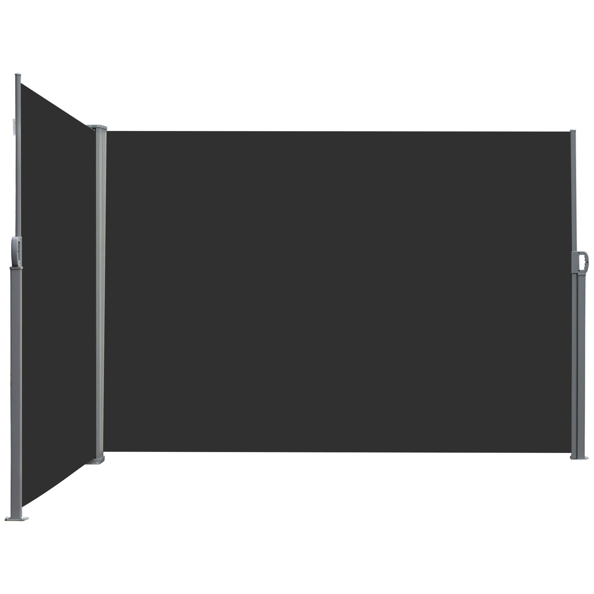 Double Side Awning Privacy Screen retractable parasol dim. 6L x 1.80H m High Density Anti-UV Polyester 180 g/m² Grey and black