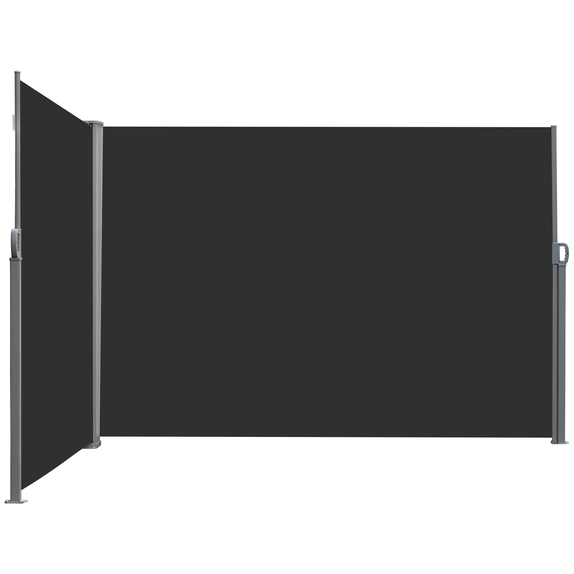 Double Side Awning Privacy Screen retractable parasol dim. 6L x 1.80H m High Density Anti-UV Polyester 180 g/m² Grey and black
