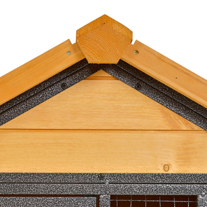 Rabbit Hutch Elevated Pet House Small Animal Hutch with Outdoor Run, Lockable Door Outdoor Wood-Metal Light Yellow 122 x 63 x 92 cm