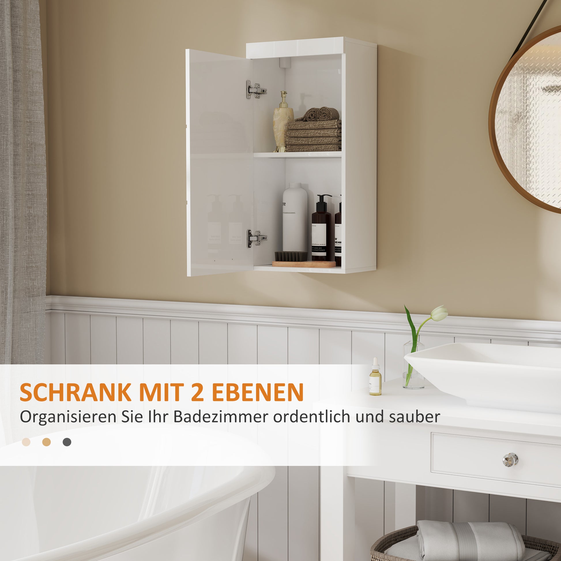 Bathroom Cabinet Wall Mounted Medicine Cabinet with Door, Adjustable Shelves 37.2 x 24.5 x 76.8 cm White