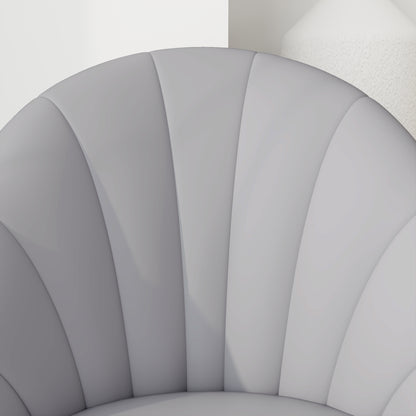 Set of 2 dining chairs made of PU leather, kitchen and living room chairs with steel legs and shell back, Light gray