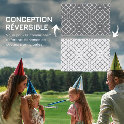 Outdoor Rug Reversible Rug Size 2.74L x 1.82W m - High Density 310 g/m² Gray and White PP
