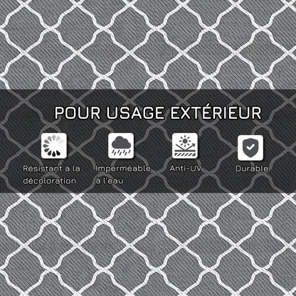 Outdoor Rug Reversible Rug Size 2.74L x 1.82W m - High Density 310 g/m² Gray and White PP