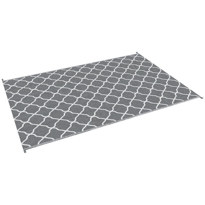 Outdoor Rug Reversible Rug Size 2.74L x 1.82W m - High Density 310 g/m² Gray and White PP