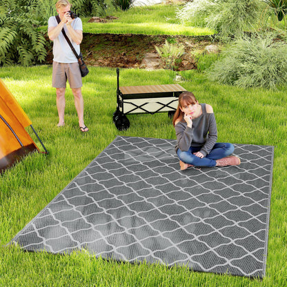 Outdoor Rug Reversible Rug Size 2.74L x 1.82W m - High Density 310 g/m² Gray and White PP