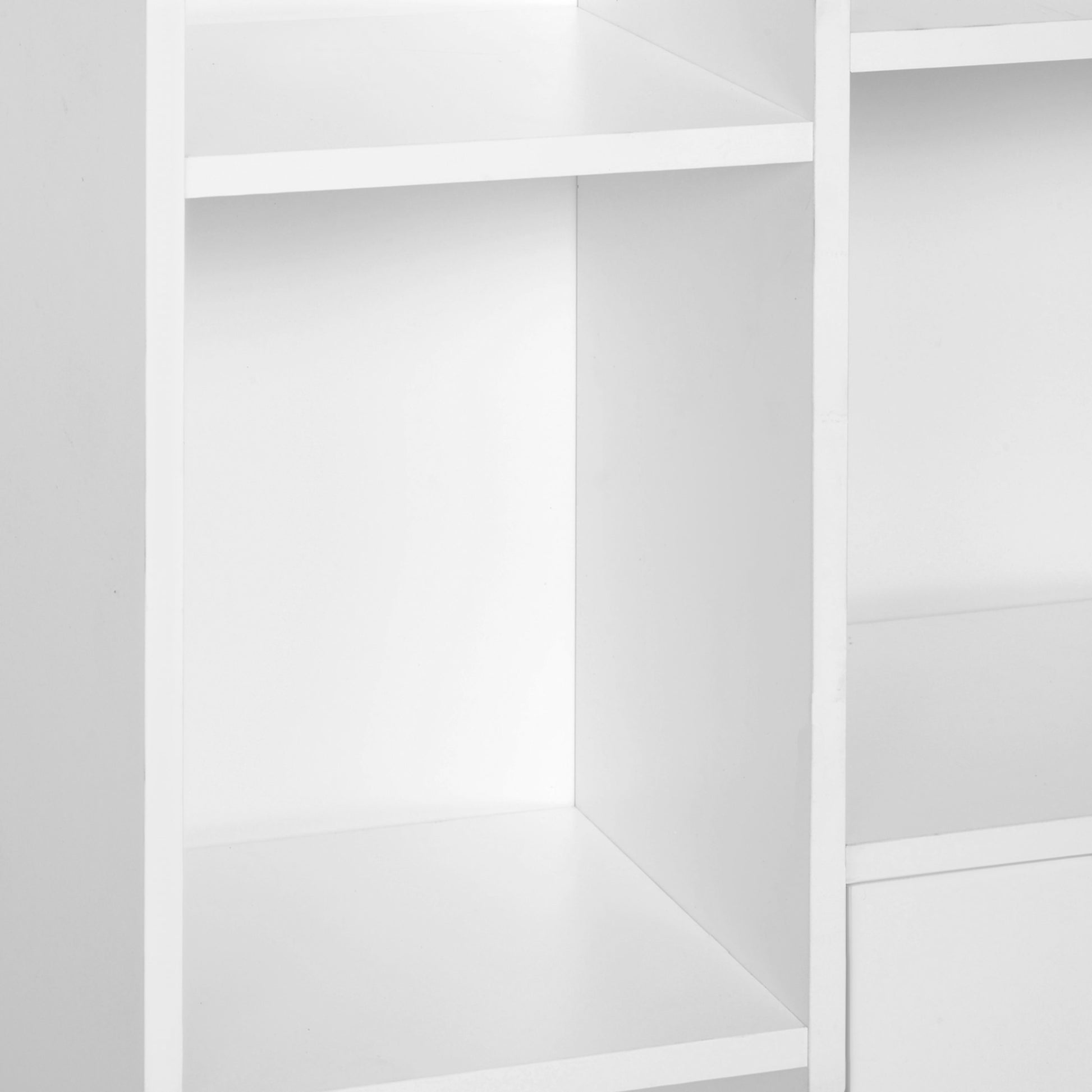 Scandinavian Bookcase Storage Furniture dim. 80L x 23.5W x 123H cm 5 niches cupboard 2 doors tapered solid pine wood particle boards white