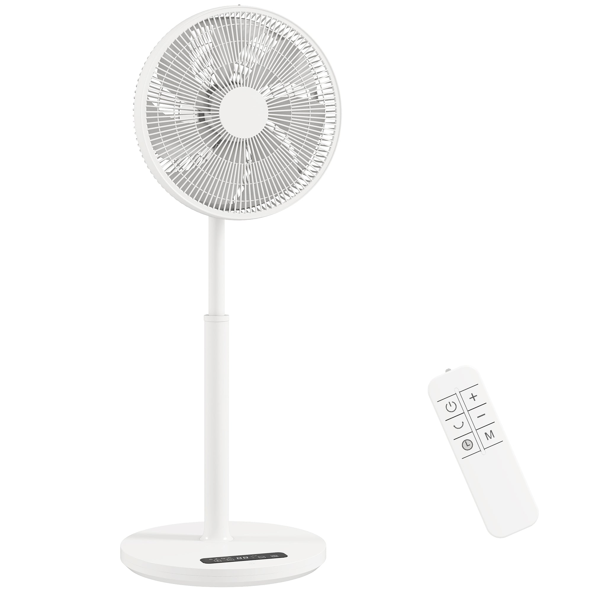 15.4 in Pedestal Fan — 12 Speeds, 4 Modes, 9H Timer, 120° Oscillation, Height Adjustable, Magnetic Remote, White
