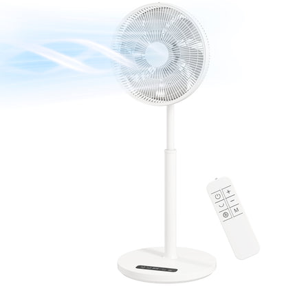 15.4 in Pedestal Fan — 12 Speeds, 4 Modes, 9H Timer, 120° Oscillation, Height Adjustable, Magnetic Remote, White
