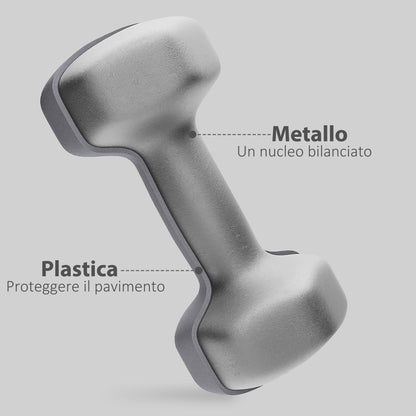 SPORTNOW 2x10 kg Hex Dumbbells Set in Metal and Plastic, 2 Dumbbell Weights with Non-slip Grip, 26x12x12 cm, Gray