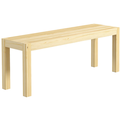 2-Seater Wooden Bench Country-style Kitchen Bench for Living Room, Kitchen, Entrance, Pine Wood, Supports up to 240 kg, 120 x 33 x 45 cm, Natural