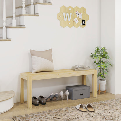 2-Seater Wooden Bench Country-style Kitchen Bench for Living Room, Kitchen, Entrance, Pine Wood, Supports up to 240 kg, 120 x 33 x 45 cm, Natural